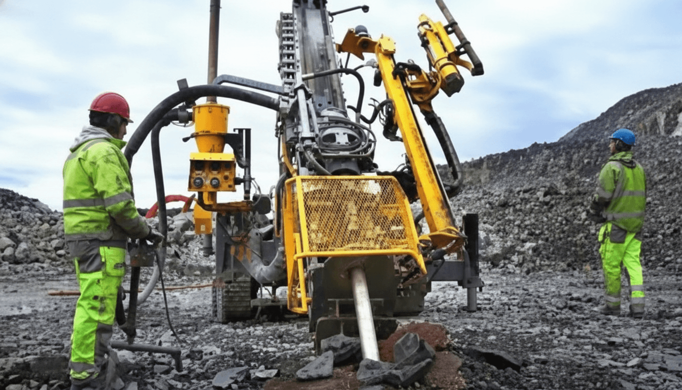 Operación de perforación NIMES con equipo especializado y personal técnico en terreno